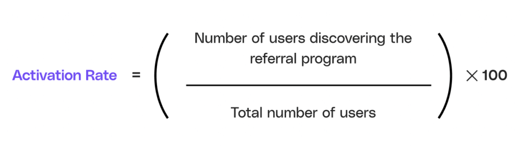 Image showing activation rate formula for referral programs