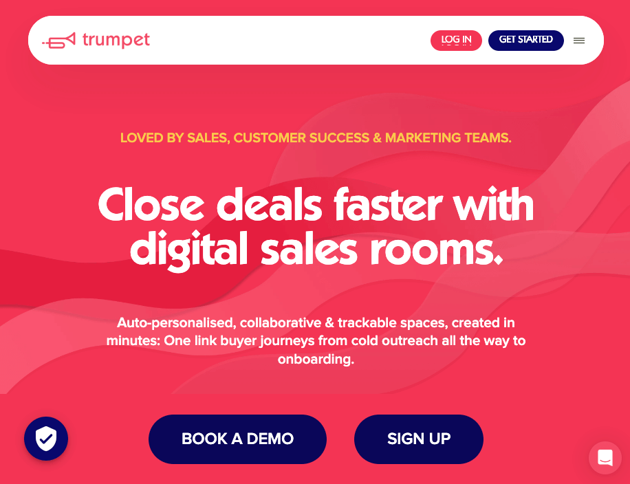 The landing page of Trumpet's website