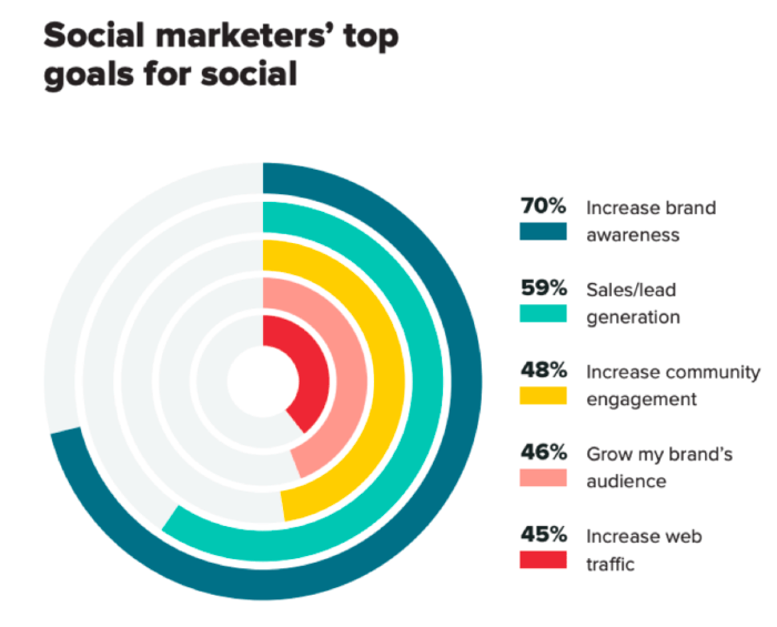 A visual depiction of social marketers' top goals for social