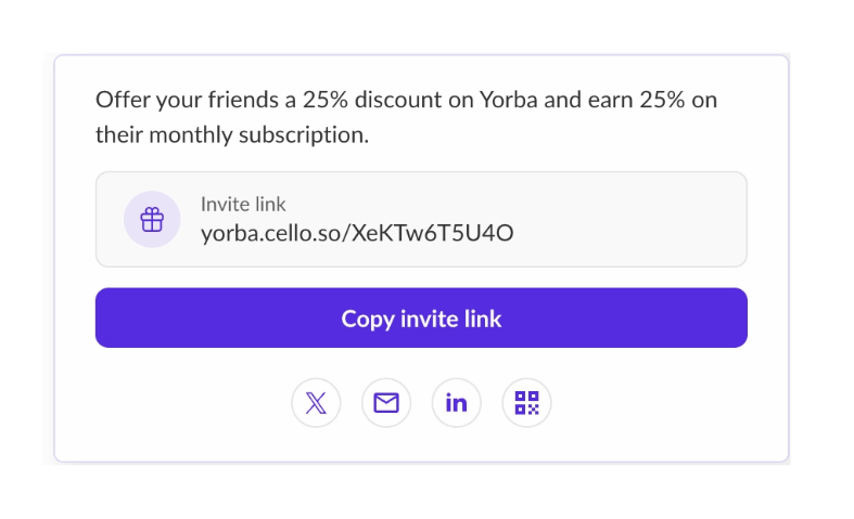 Yorba's referral program