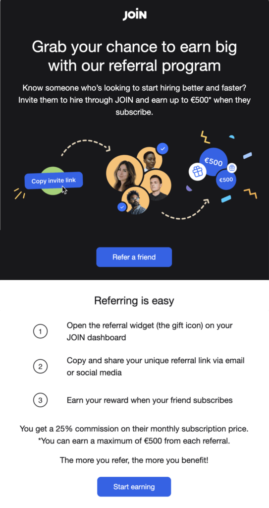 Image showing Join's email promoting their referral program
