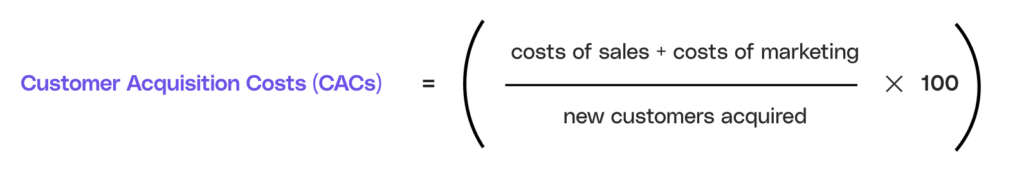 customer acquisition costs CACs formula