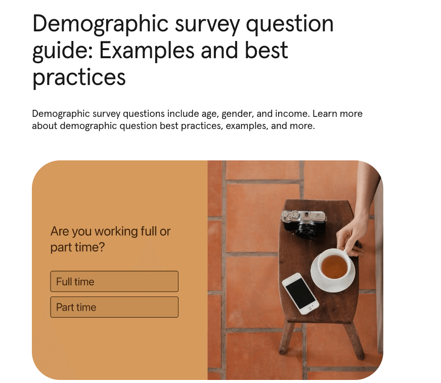 an example of a typeform article educating readers on best practices for demographic survey questions