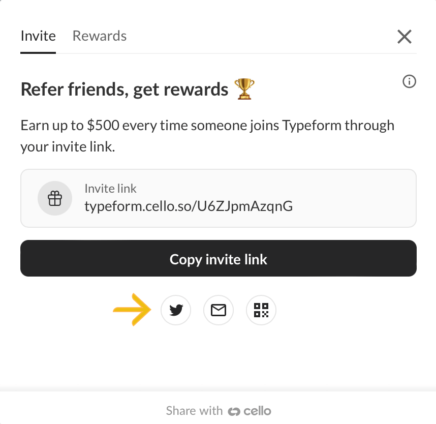 Typeform's referral program, with Cello