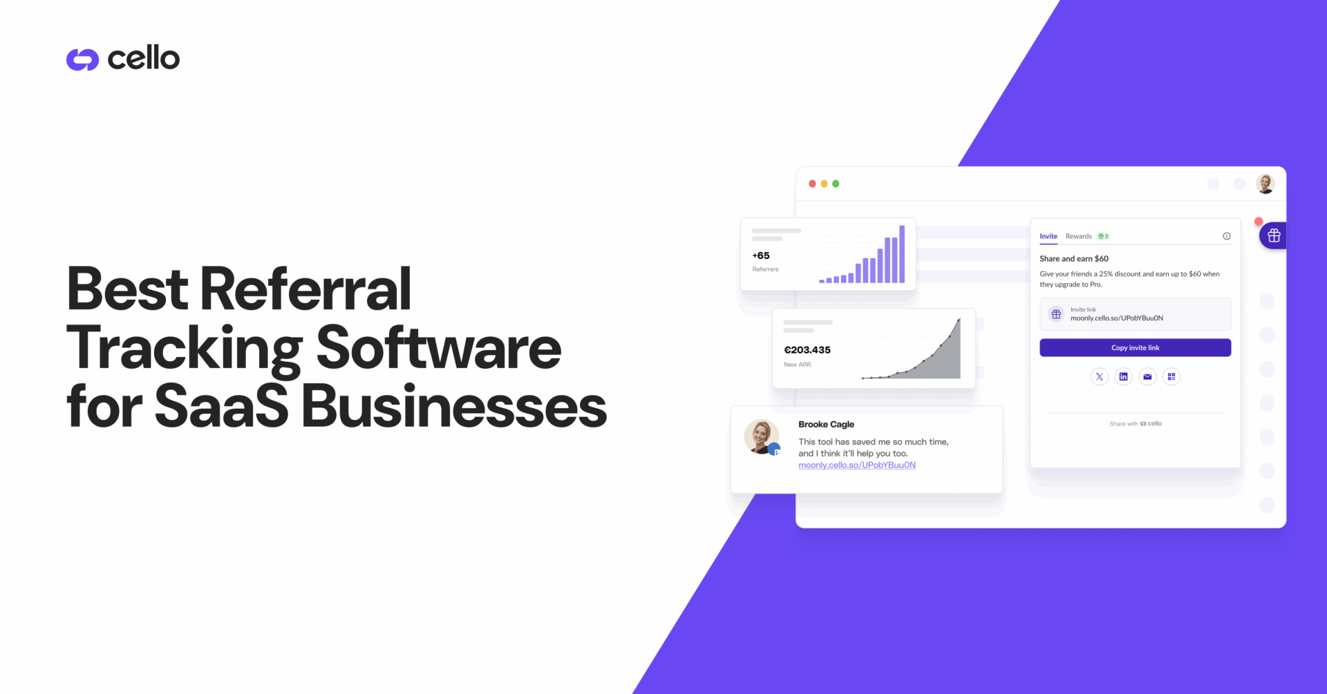 Best Referral Tracking Software and a screenshot of Cello's portal