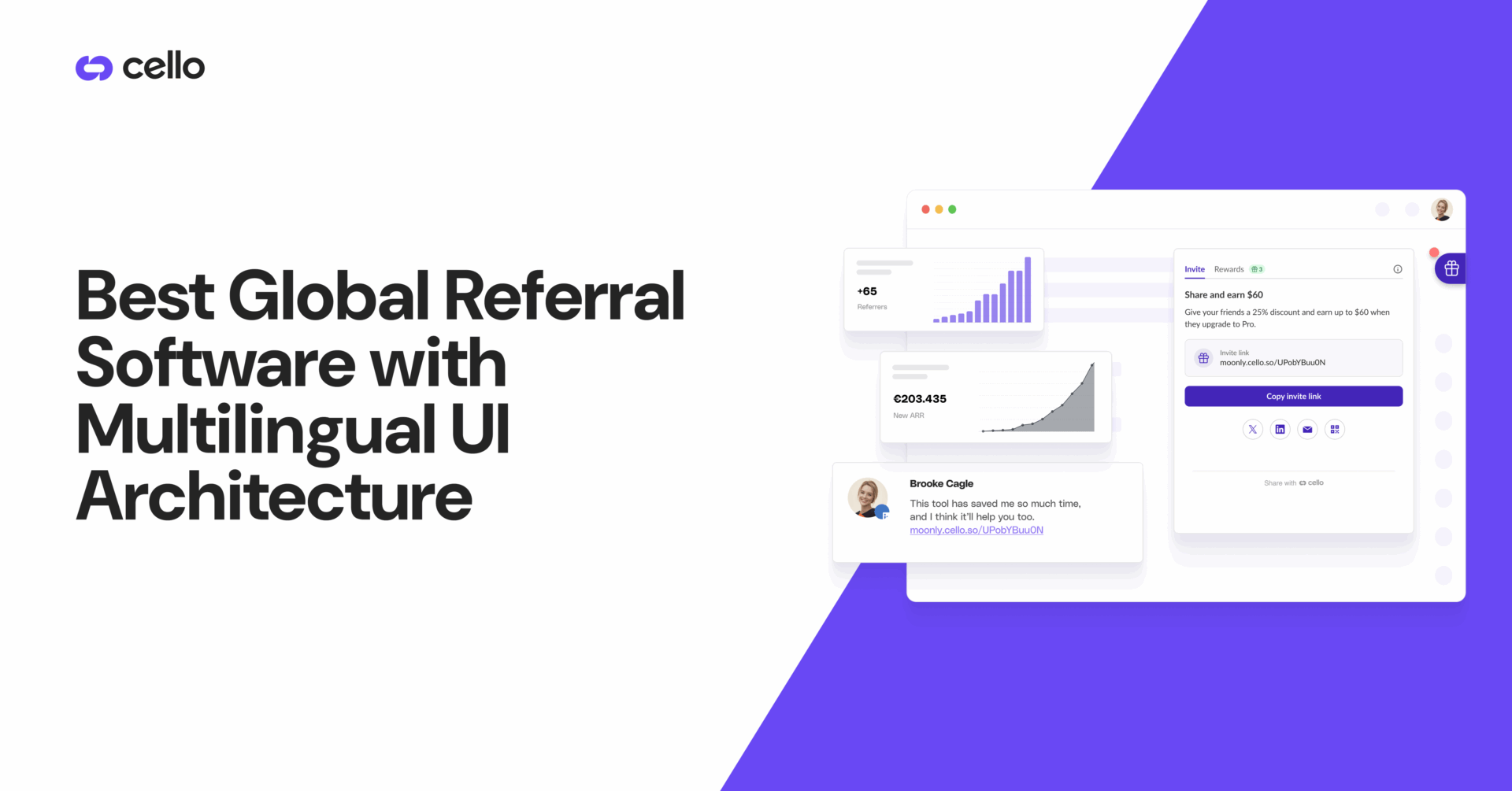 Best Global Referral Software with Multilingual UI Architecture And referral software widget screenshot