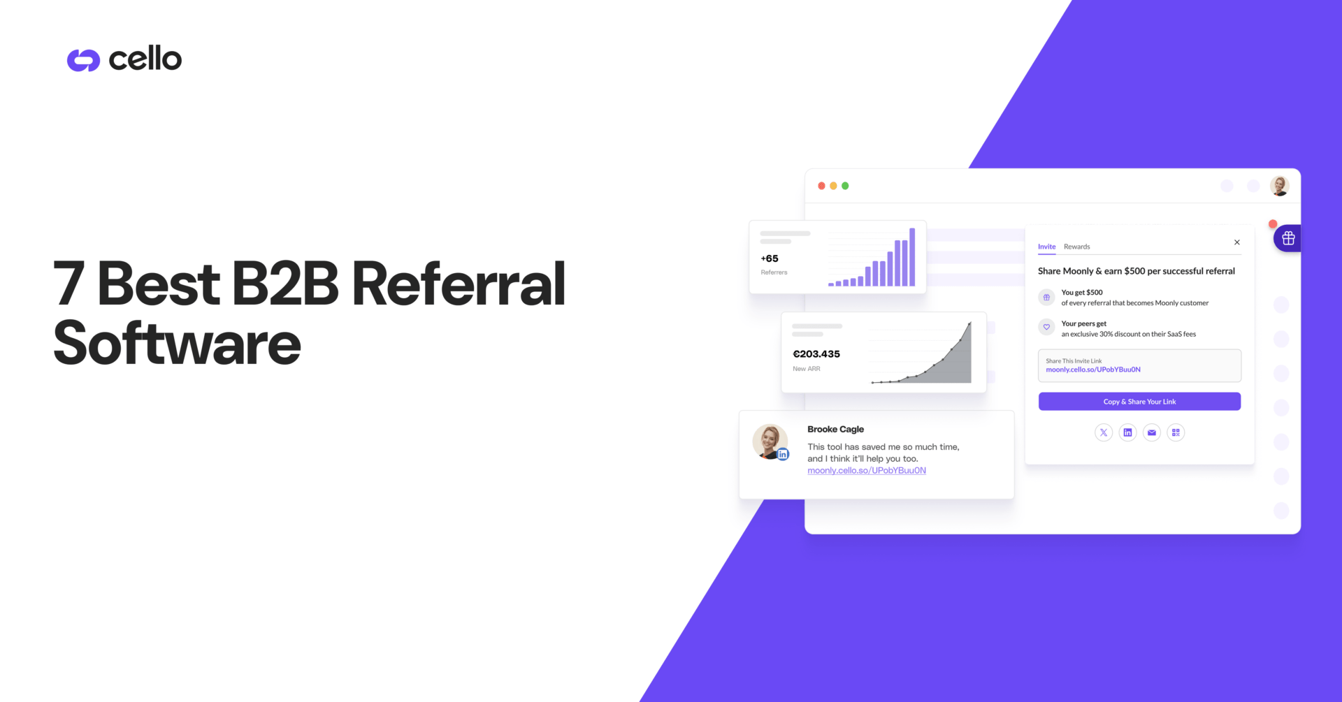 Comparison of the 7 best B2B referral software tools for SaaS in 2026, featuring Cello