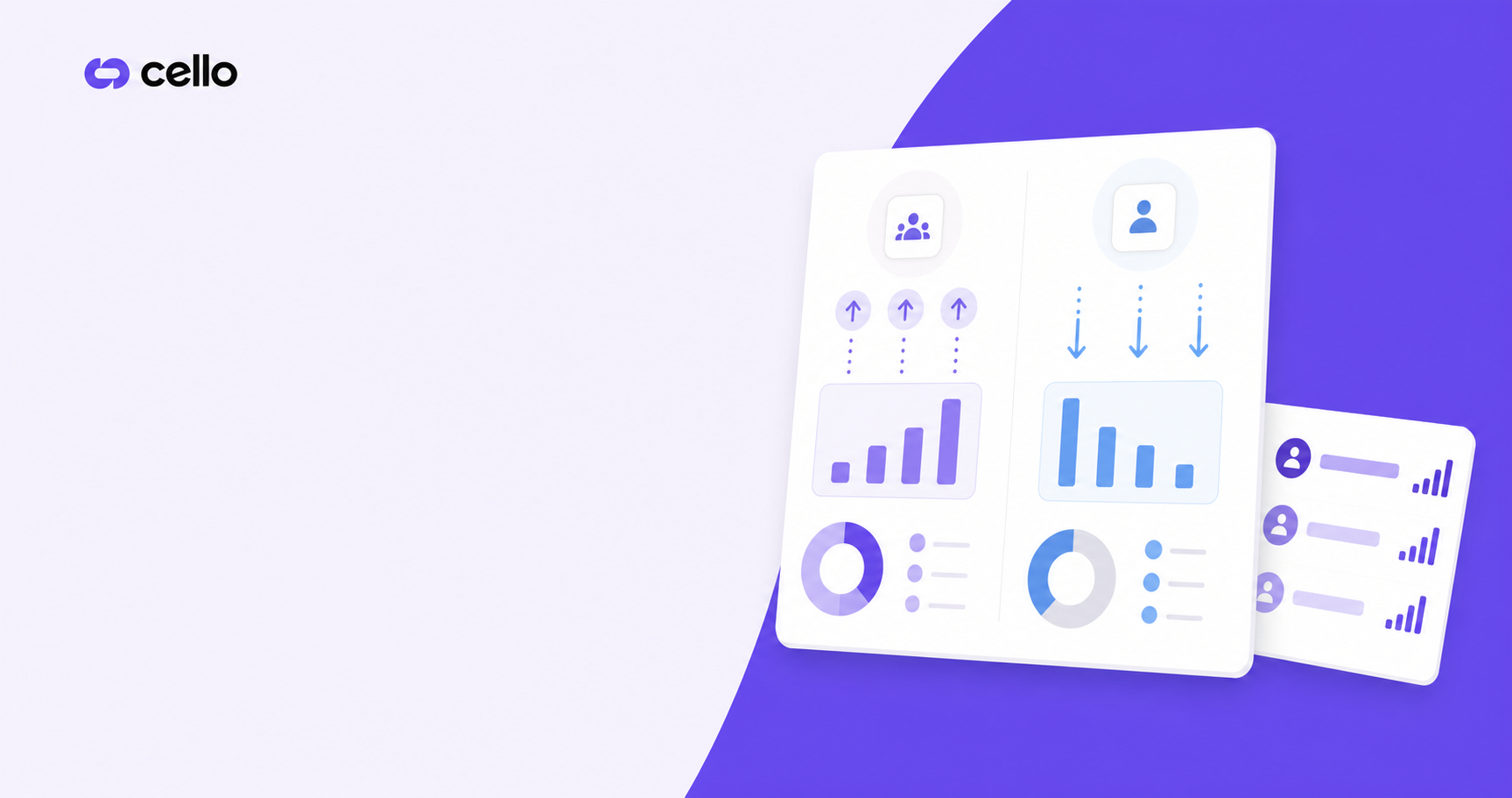 A clean comparison visualization showing two parallel vertical bars or columns representing different customer acquisition channels. The left column shows lower costs with positive metrics flowing upward, while the right column shows higher costs. Use arrows, simple geometric shapes, and data visualization elements like bar charts or ratio indicators. Professional B2B SaaS aesthetic, blue and purple gradient color scheme, minimalist flat design, abstract representation of cost efficiency comparison. No text, words, numbers, or letters.