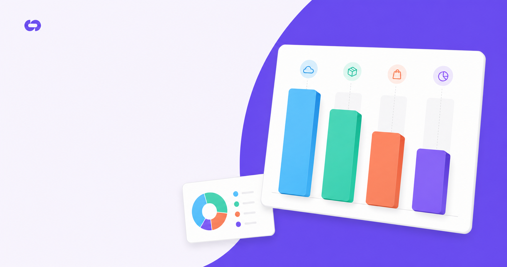 A clean, modern data visualization showing different industry verticals represented as vertical bars or columns of varying heights. Each column should represent a different business sector (SaaS, digital products, physical retail, finance) with distinct colors - blues for SaaS, greens for digital products, oranges for physical products, and purples for finance. The bars should be arranged from tallest to shortest, creating a descending pattern. Use a professional B2B aesthetic with a minimal background, geometric shapes, and a color scheme suitable for business documentation. No text, labels, or numbers should appear in the image.