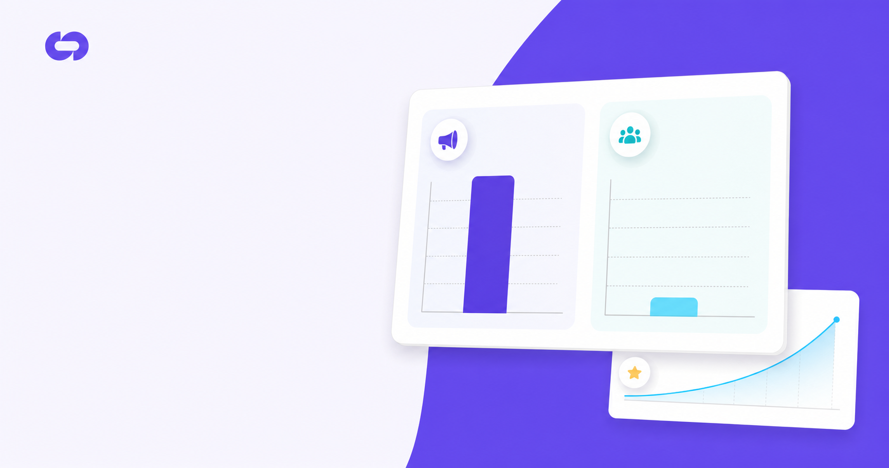 A clean, modern data visualization showing two contrasting bar charts side by side — one tall bar representing high customer acquisition cost for paid search advertising, and one short bar representing low customer acquisition cost for referral programs, set against a minimal light background with subtle gradient accents in blue and teal, professional SaaS dashboard aesthetic, no text or labels