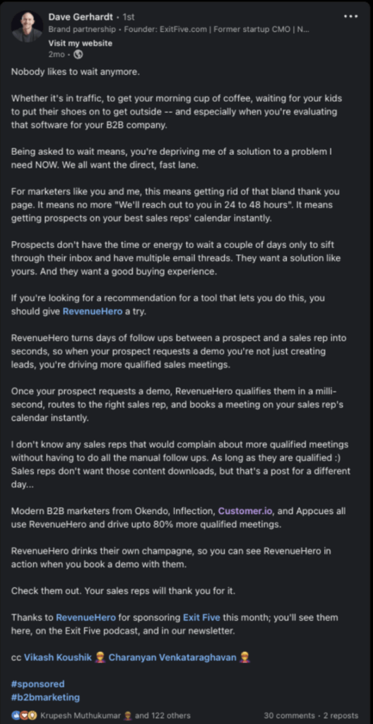 Image showing an influencer example post
