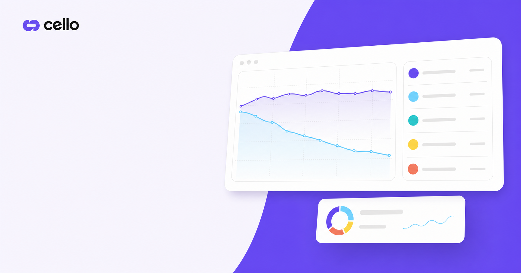 A modern, clean data visualization showing two overlapping line charts representing customer retention over time — one line staying high and flat representing referred customers with strong long-term retention, another line gradually declining representing non-referred customers, set against a minimal light background with soft blue and teal gradient accents, professional SaaS dashboard aesthetic, no text or labels, subtle grid lines in the background